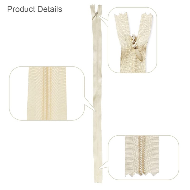 Renashed 45pcs 21.5 Inch Nylon Invisible Zippers for Tailor Sewer Sewing Craft Crafter's Special (Beige) - Image 4